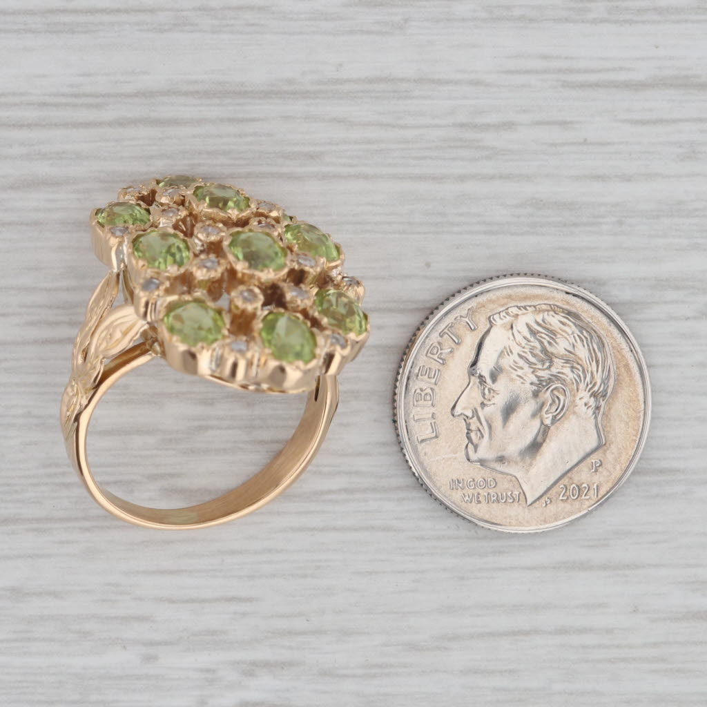 Gray 2.10ctw Peridot Diamond Cluster Cocktail Ring 800 Gold Size 6.25