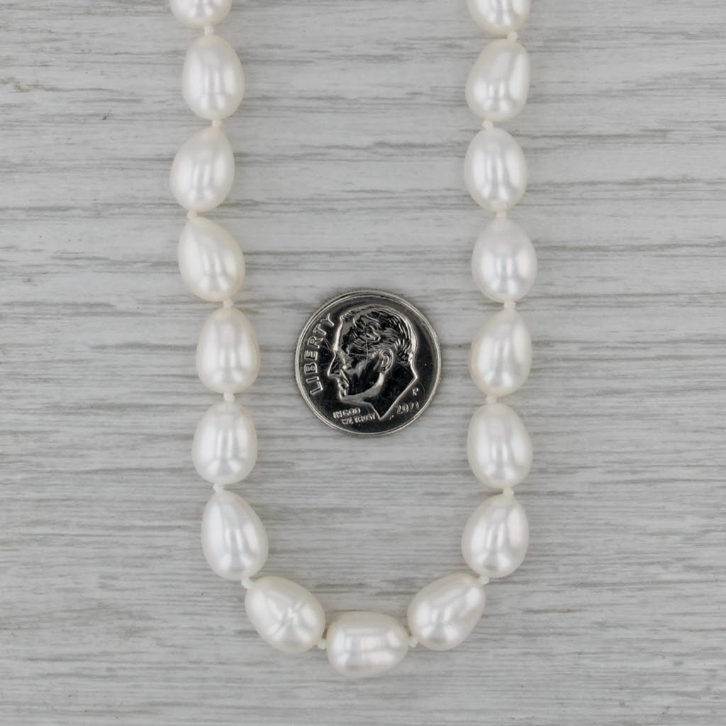 Cultured Pearl Strand Necklace 14k White Gold Clasp Single Bead Strand 18"