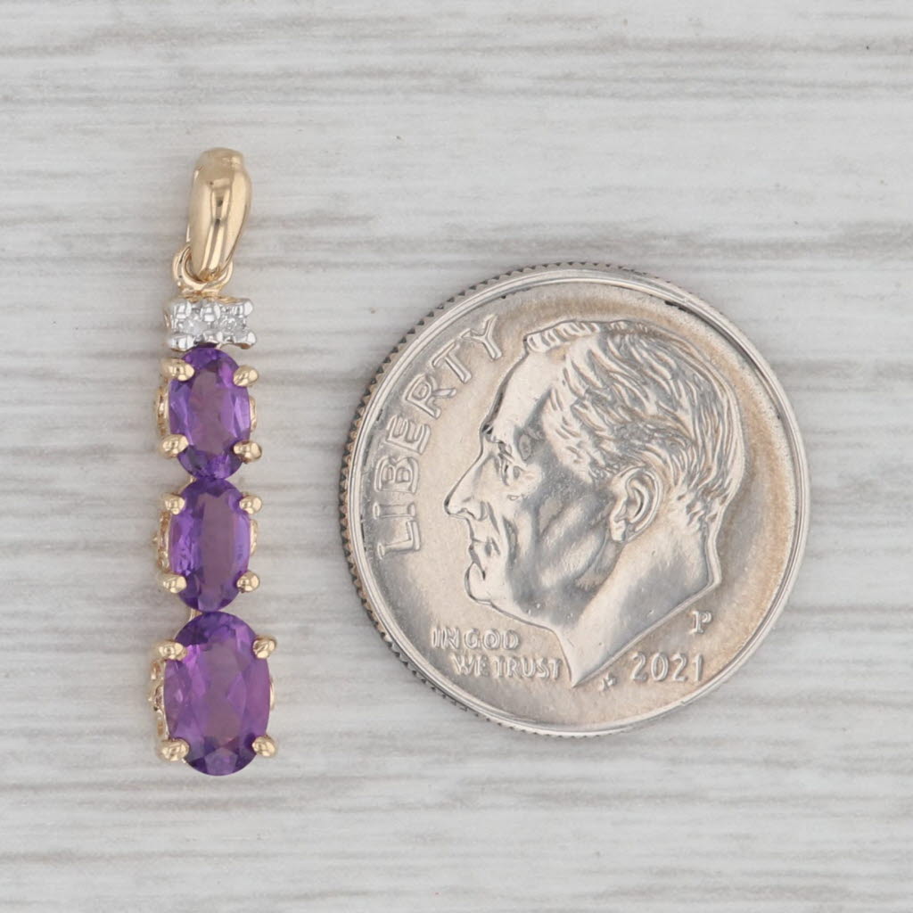 Gray 0.90ct Amethyst Journey Pendant 10k Yellow Gold Diamond Accents