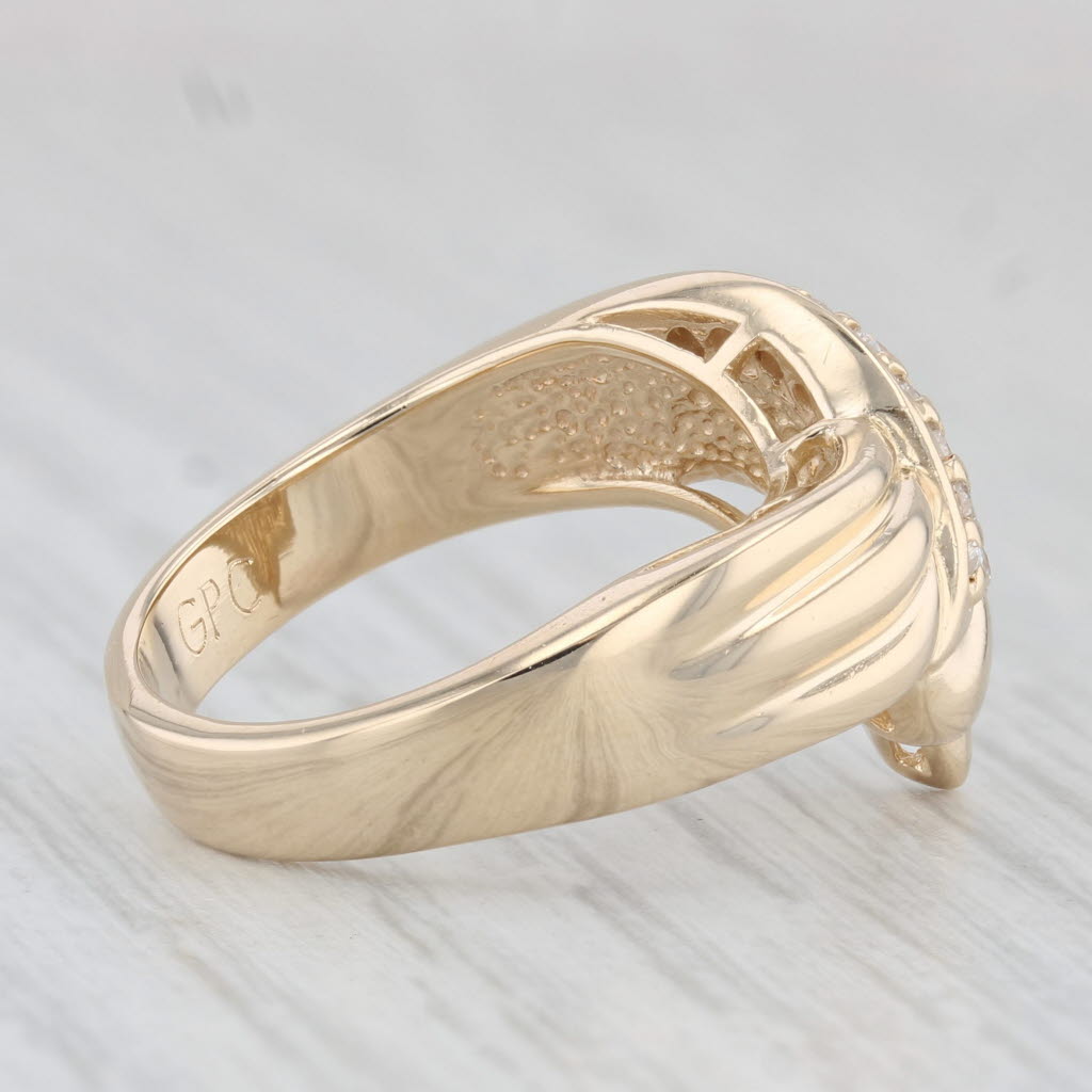 Light Gray 0.15ctw Diamond Bypass Ring 14k Yellow Gold Size 6.75