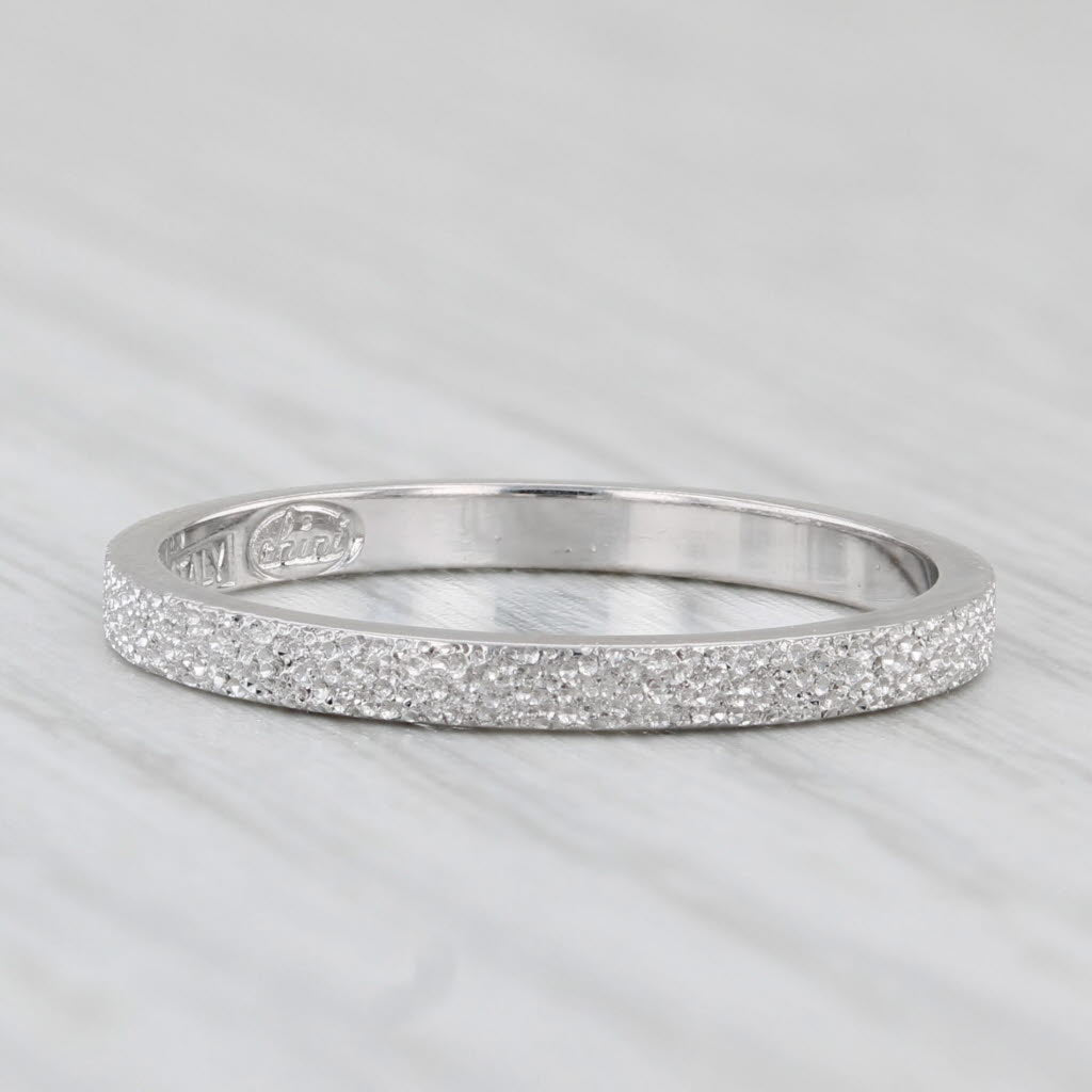 Light Gray Textured Brushed Band 14k White Gold Size 6 Wedding Stackable Ring
