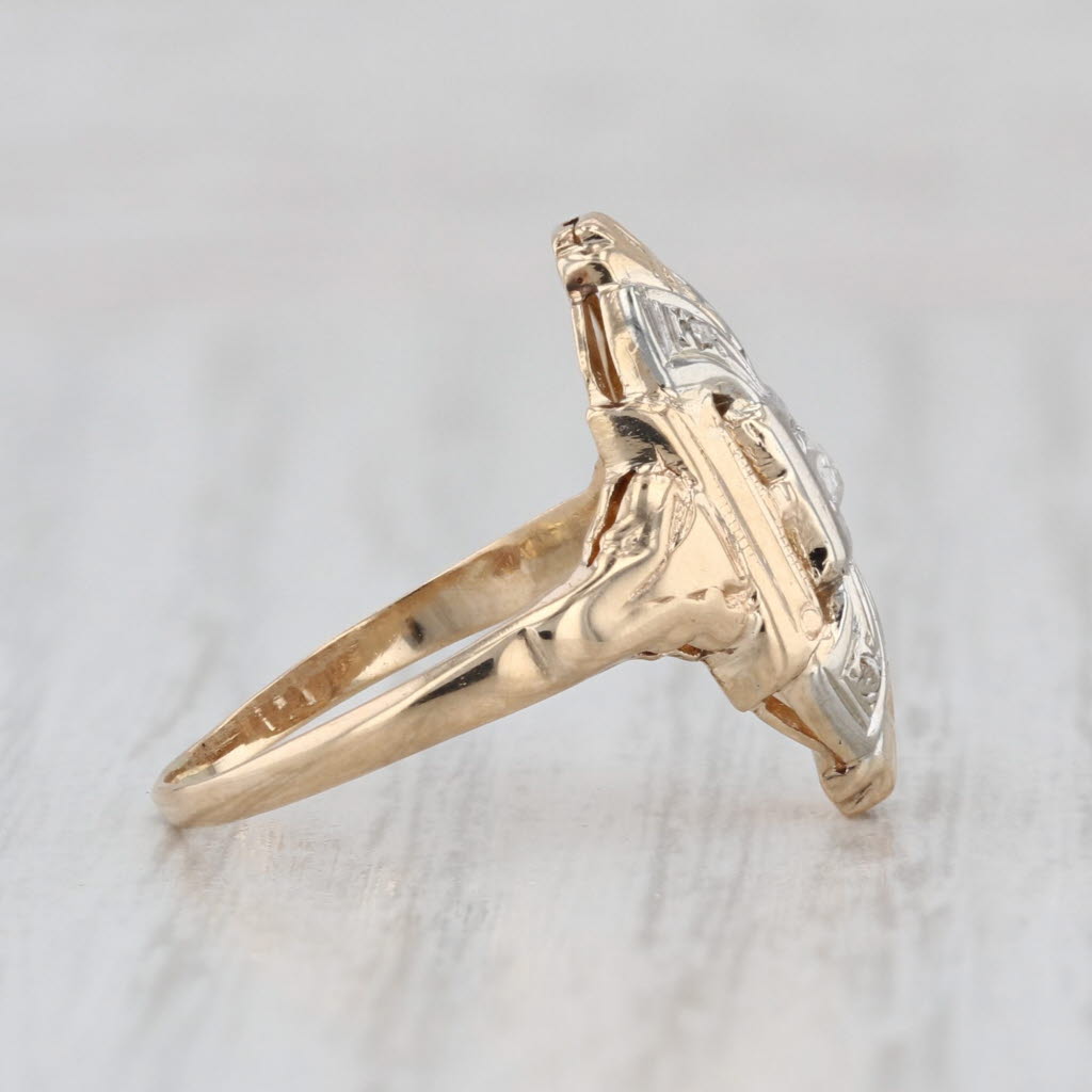 Art Deco Rose Cut Diamond Solitaire Ring 14k Yellow White Gold Size 4.5