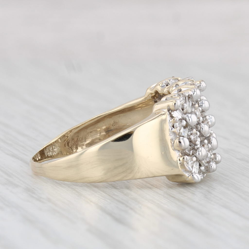 Light Gray 0.90ctw Diamond Cluster Crosshatch Ring 14k Gold Size 9.25