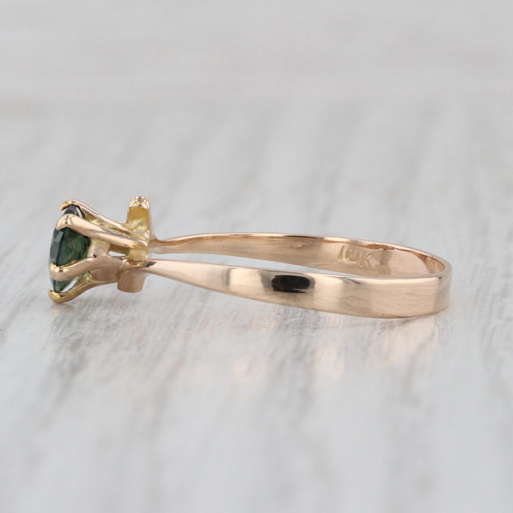 0.70ct Oval Green Spinel Solitaire Bypass Ring 10k Yellow Gold Size 8