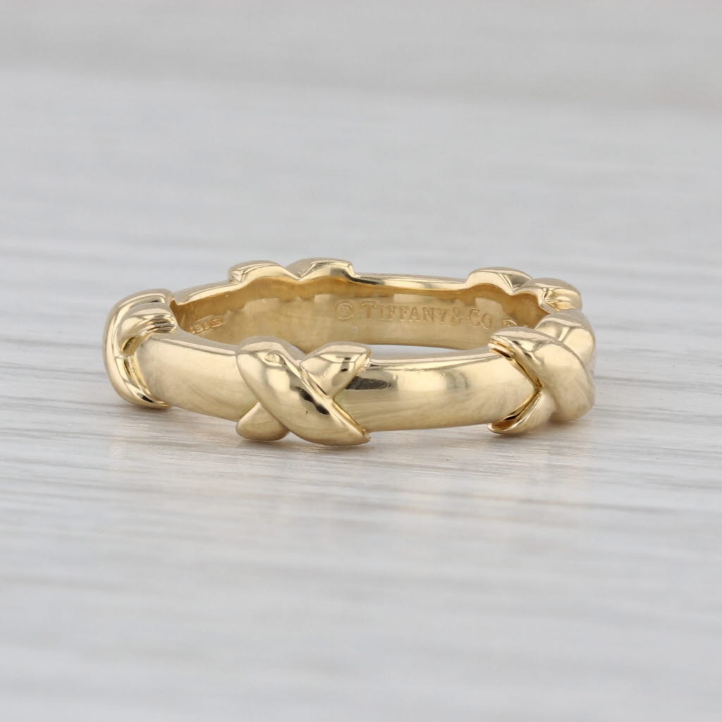 Tiffany & CO Classic Crossover X Ring w/ Box Pouch 18k Gold Size 6.25 Band