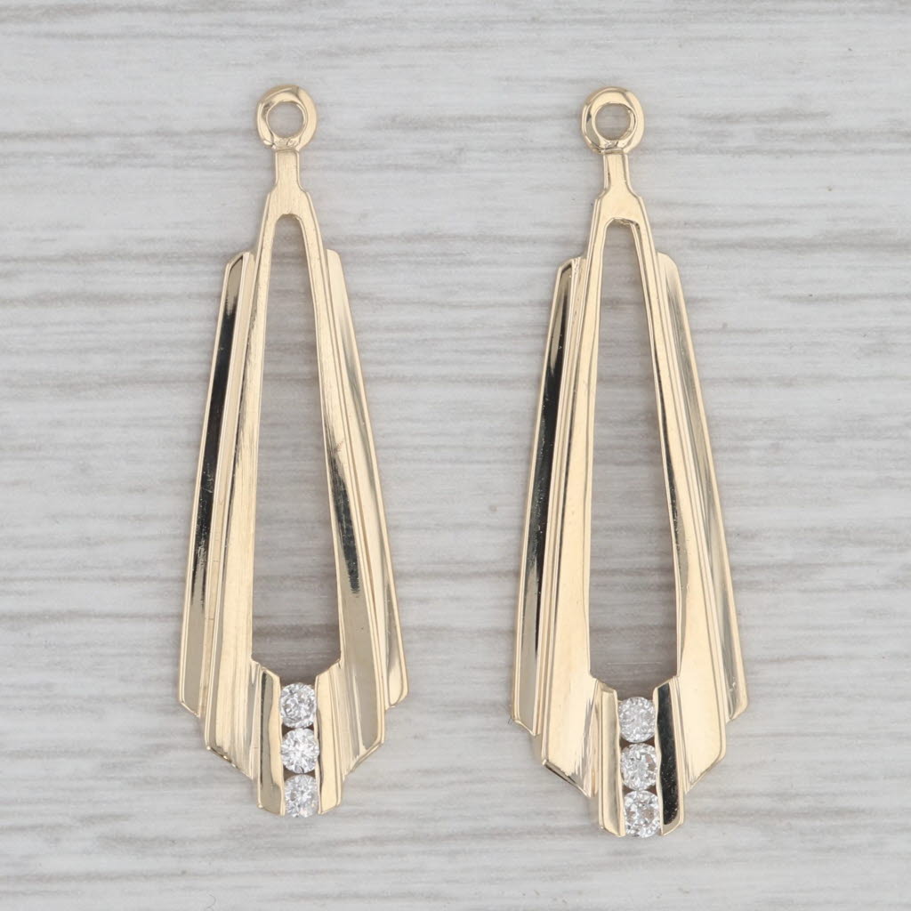 Gray 0.18ctw Diamond Earring Enhancer Drops Charms Dangles 14k Gold for Stud Earrings