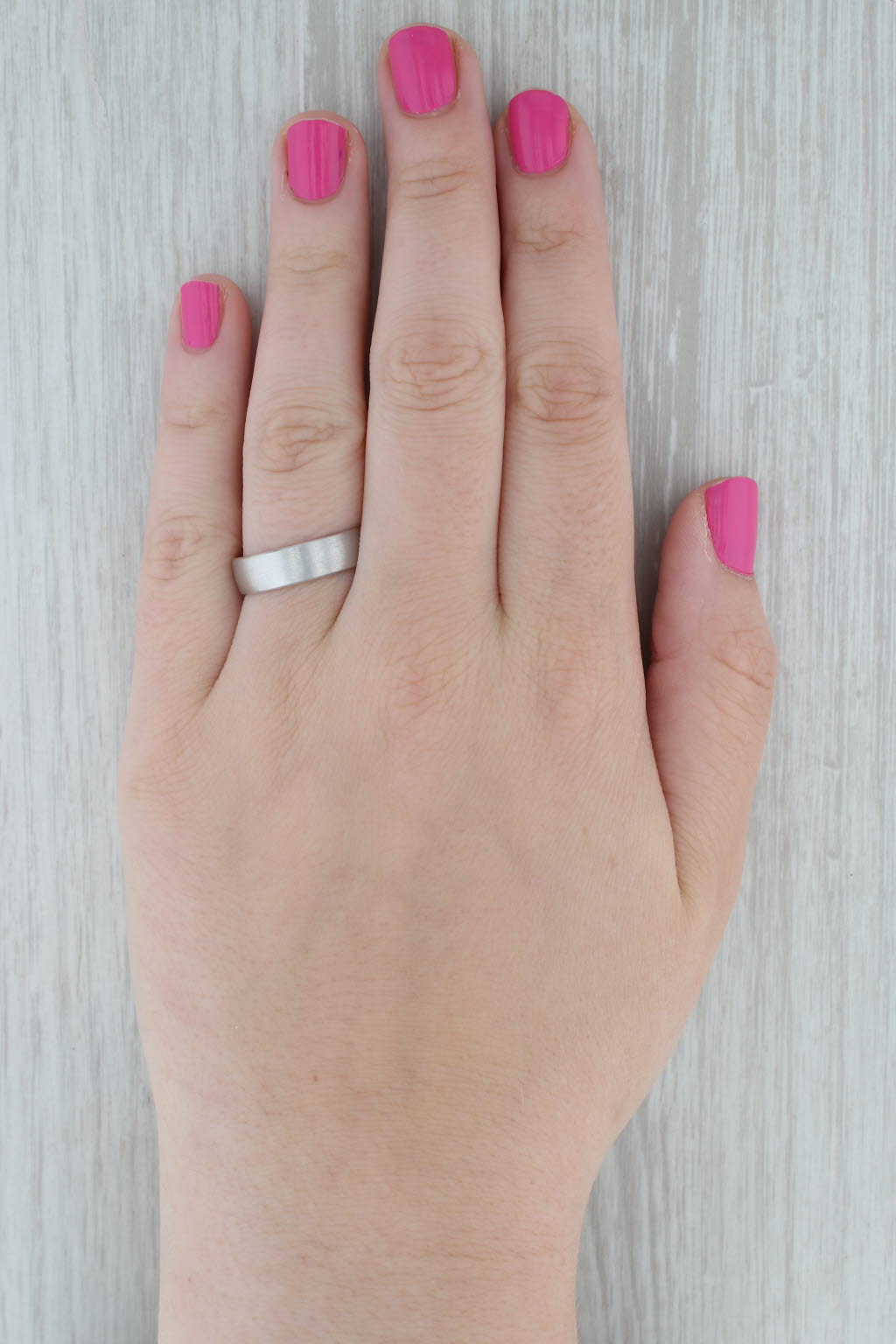 Dark Gray Brushed Men's Wedding Band 10k White Gold Size 10 Comfort Fit Ring