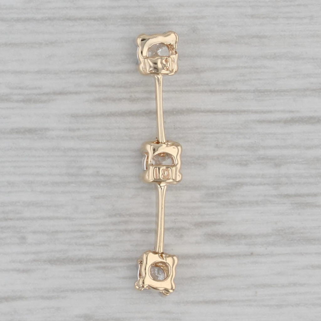 Gray 0.18ctw Diamond 3-Stone Journey Pendant 10k Yellow Gold Drop