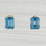 Light Gray 6ctw Emerald Cut London Blue Topaz Stud Earrings 14k Yellow Gold Solitaire Studs