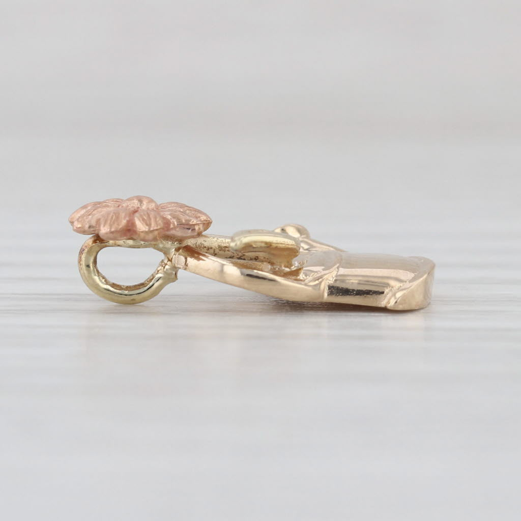 Flower in Watering Can Pendant 14k Yellow Rose Gold Floral Charm