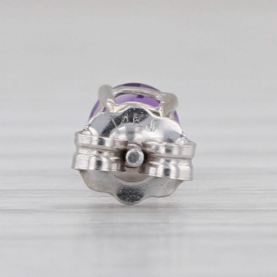 Single 0.22ct Amethyst Stud Earring 14k White Gold Round Solitaire
