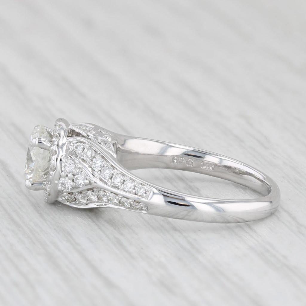 Light Gray 1.53ctw Round Diamond Halo Engagement Ring 14k White Gold Size 6 Demetrios