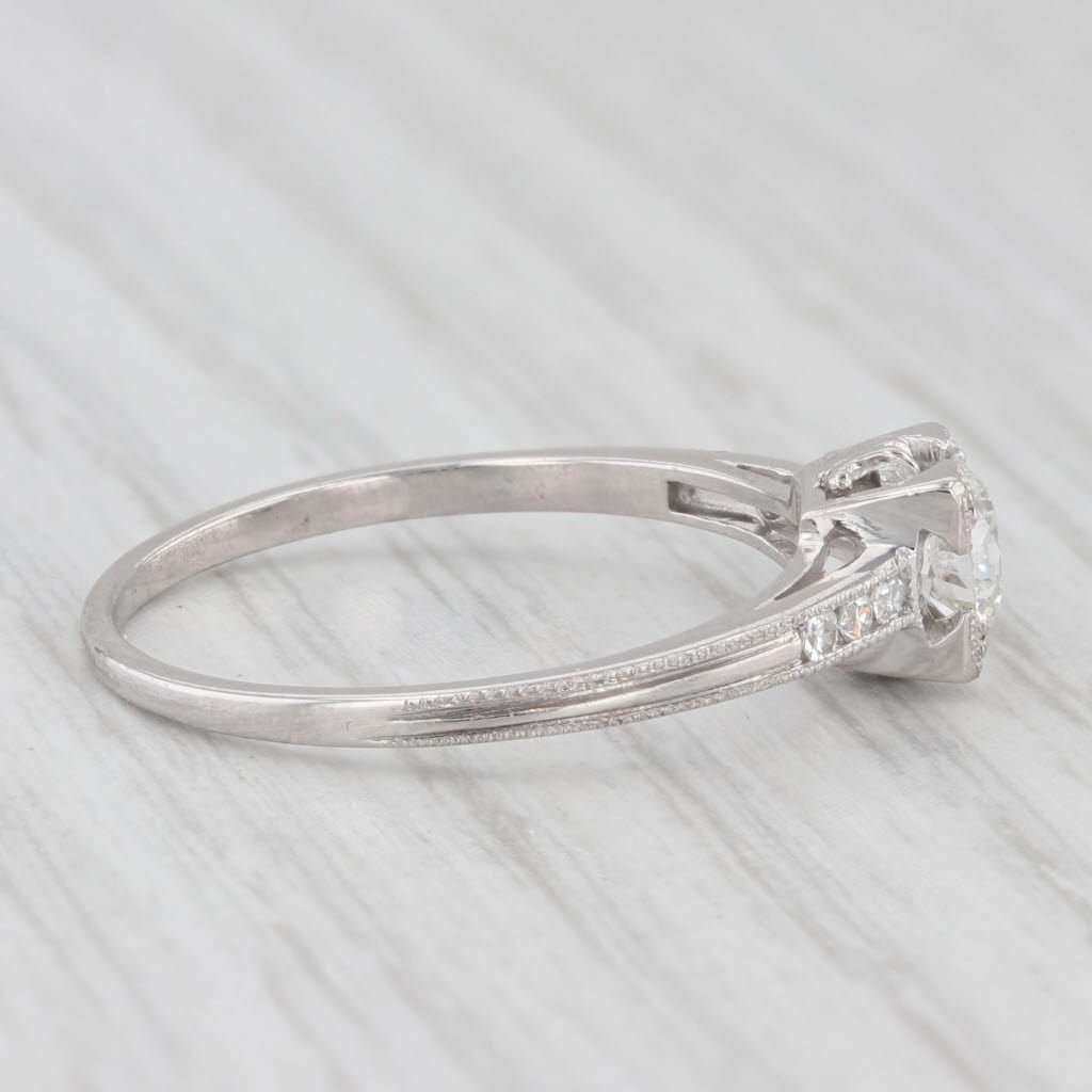 Light Gray Vintage 0.56ctw Old European Diamond Engagement Ring Platinum Size 7.5