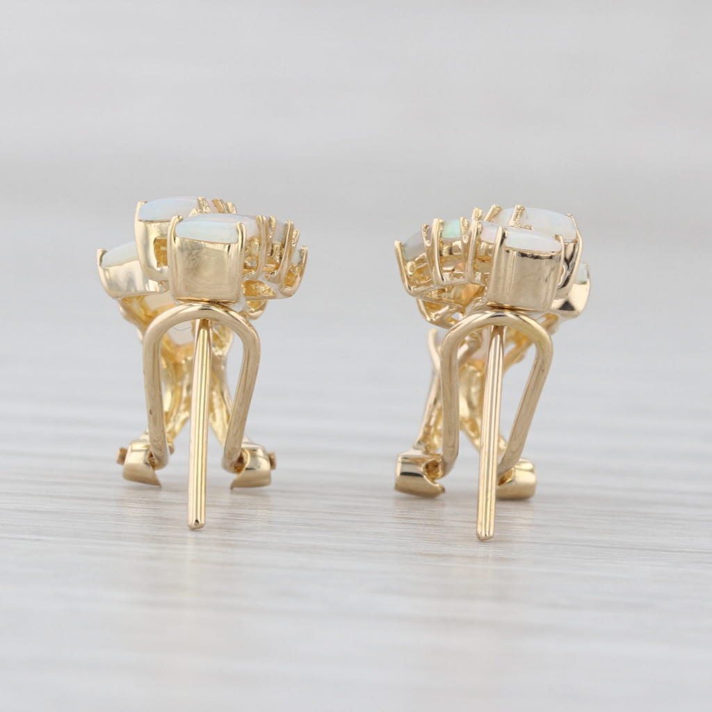 Opal Drop Earrings 14k Yellow Gold Pierced Omega Backs