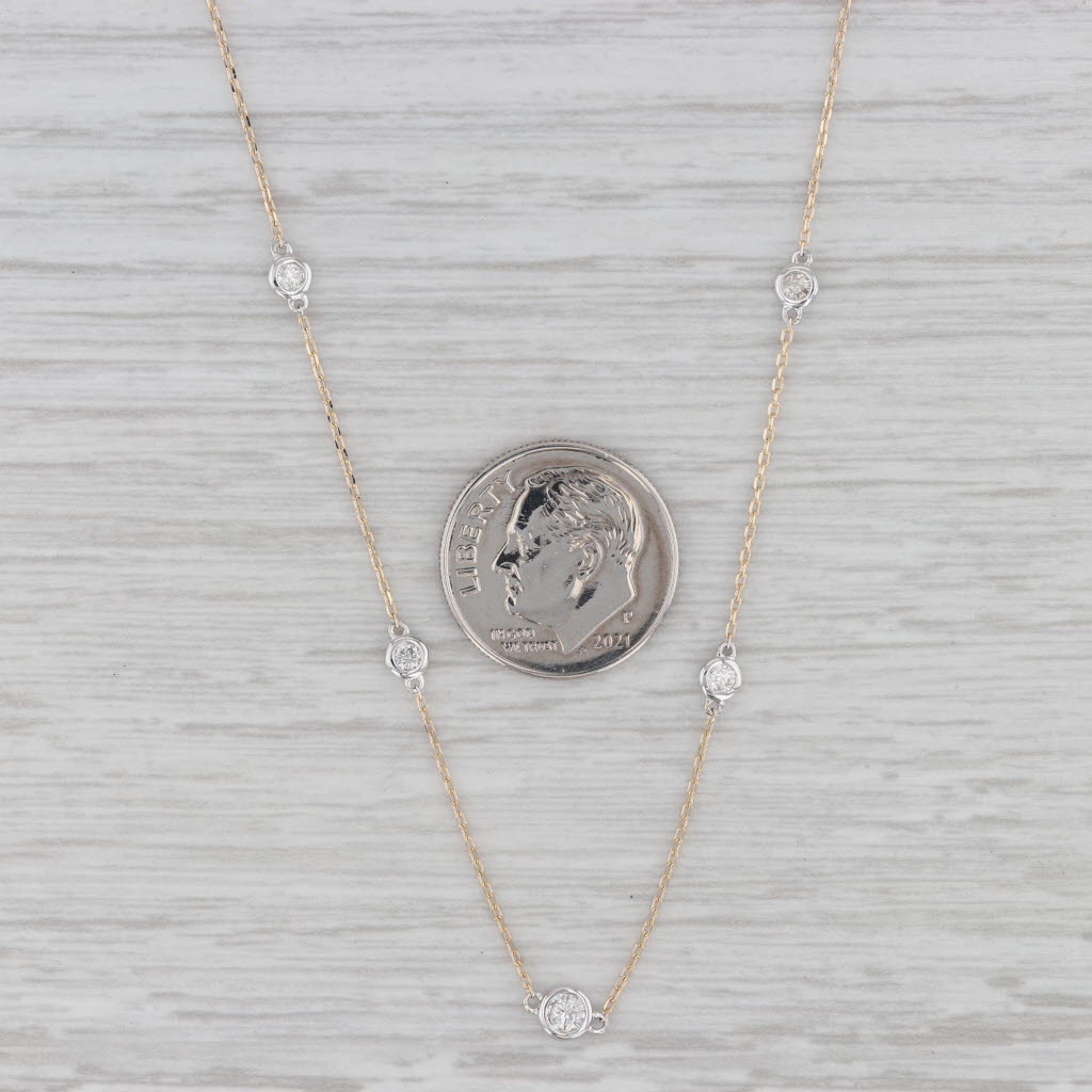Gray 0.30ctw Diamond Station Necklace Diamonds by the Yard 14k Yellow Gold 17"-19"