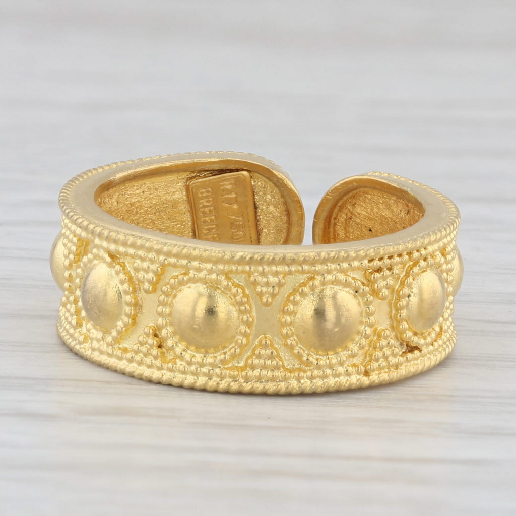Light Gray Ilias Lalaounis Ornate Dots Ring 18k Yellow Gold Adjustable Size Greece
