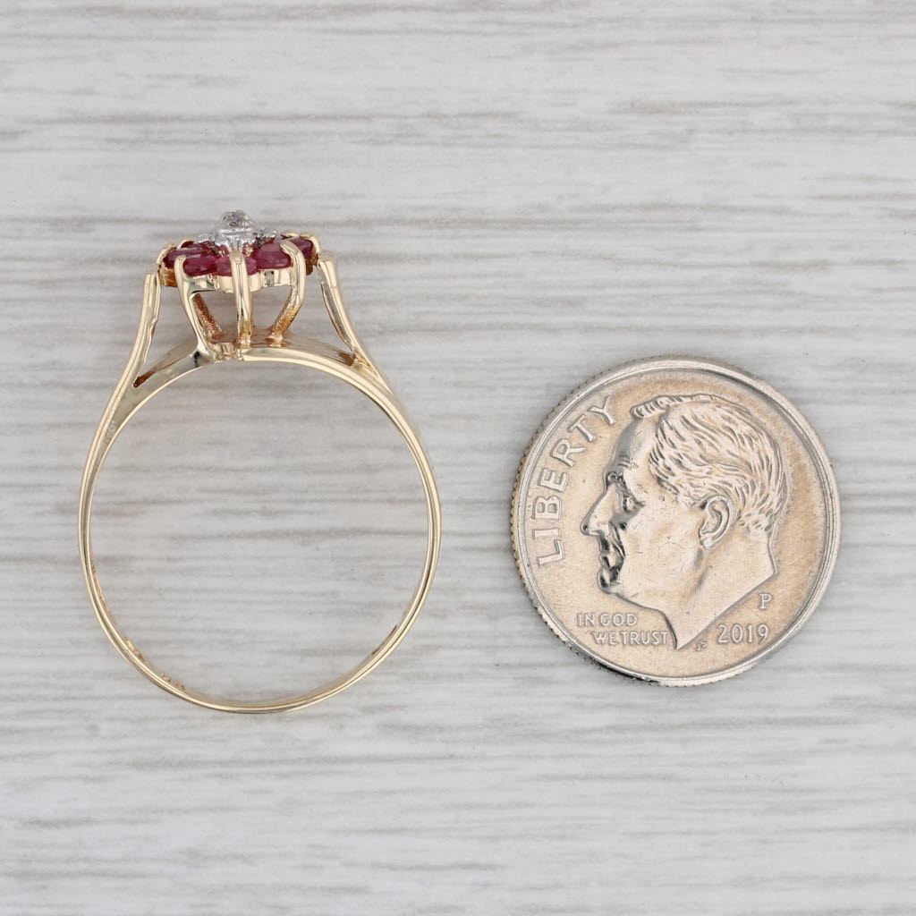 Gray 0.55ctw Ruby Ring 10k Yellow Gold Size 8.5 Diamond Accents Bypass Cathedral
