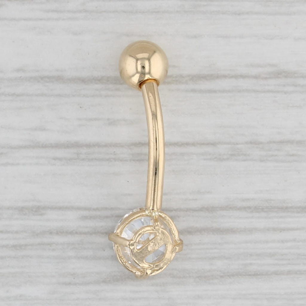 Gray 0.73ct Lab Created Diamond Belly Button Barbell Piercing 14k Yellow Gold