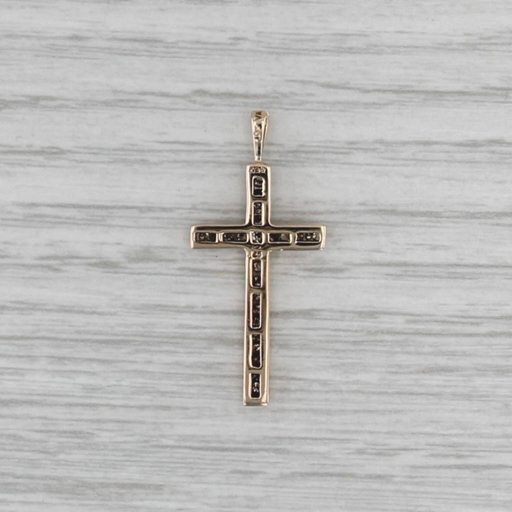 0.18ctw Channel Set Diamond Cross Pendant 10k Yellow Gold