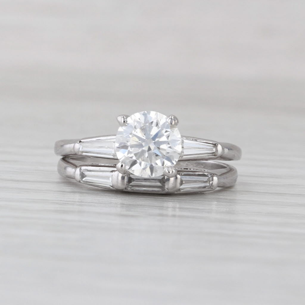 1.70ctw Lab Grown Diamond Engagement Ring Wedding Band Bridal Set 14k Gold IGI
