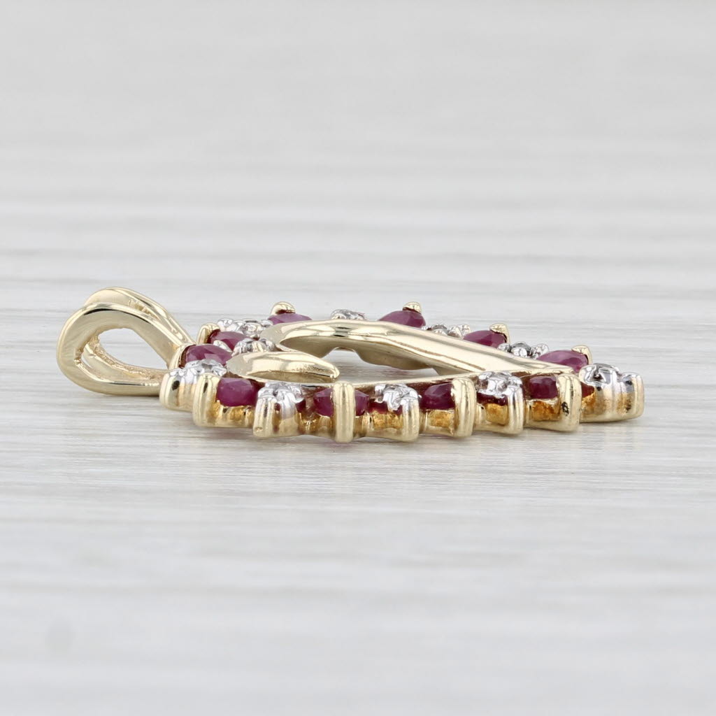 Light Gray 0.43ctw Ruby Diamond Open Heart Pendant 10k Yellow Gold