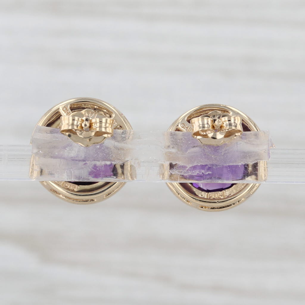 3ctw Amethyst Stud Earrings 14k Yellow Gold Round Solitaire Studs