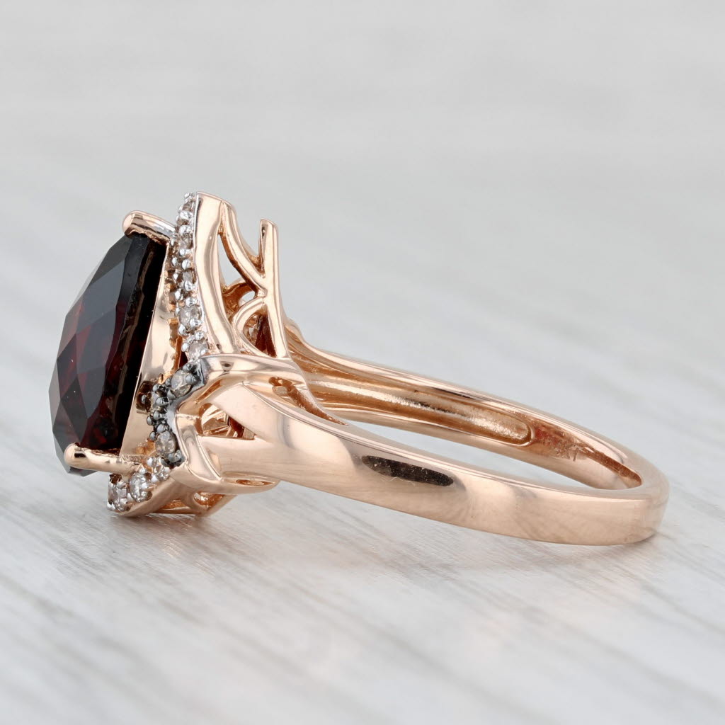 Light Gray Le Vian 4.84ctw Pear Garnet Diamond Halo Ring 14k Rose Gold Size 7