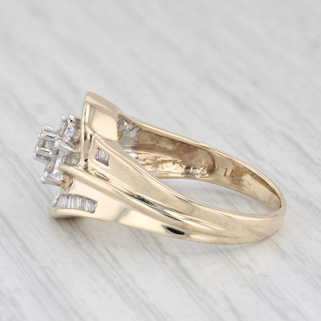 Light Gray 0.52ctw Diamond Flower Cluster Engagement Ring 10k Yellow Gold Size 7.5 Bridal