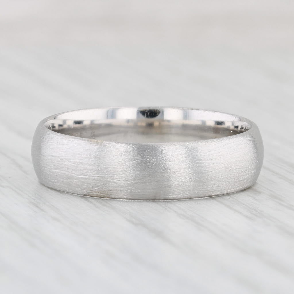 Light Gray Brushed Gold Wedding Band 14k White Gold Men's Size 12-12.25 Ring