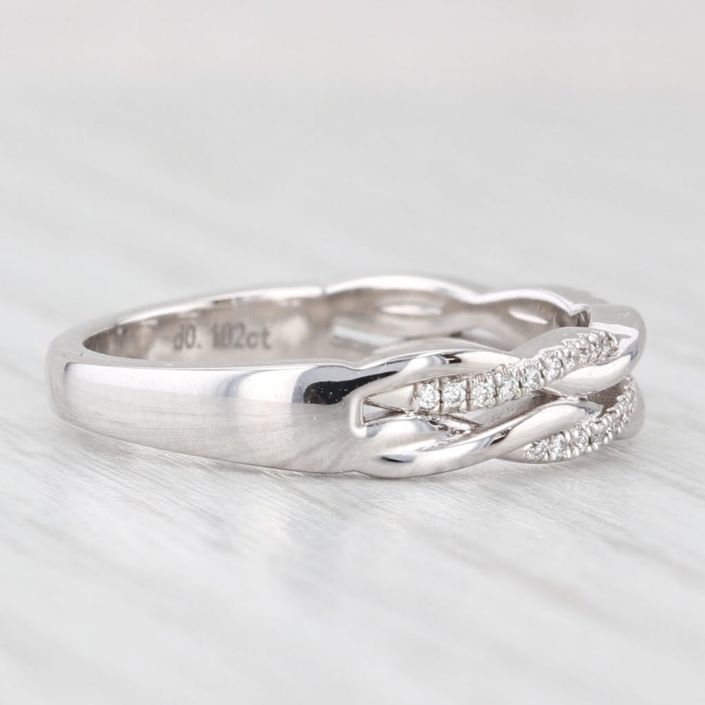 Light Gray New 0.10ctw Diamond Ring 14k White Gold Wedding Band Stackable Anniversary 6.25
