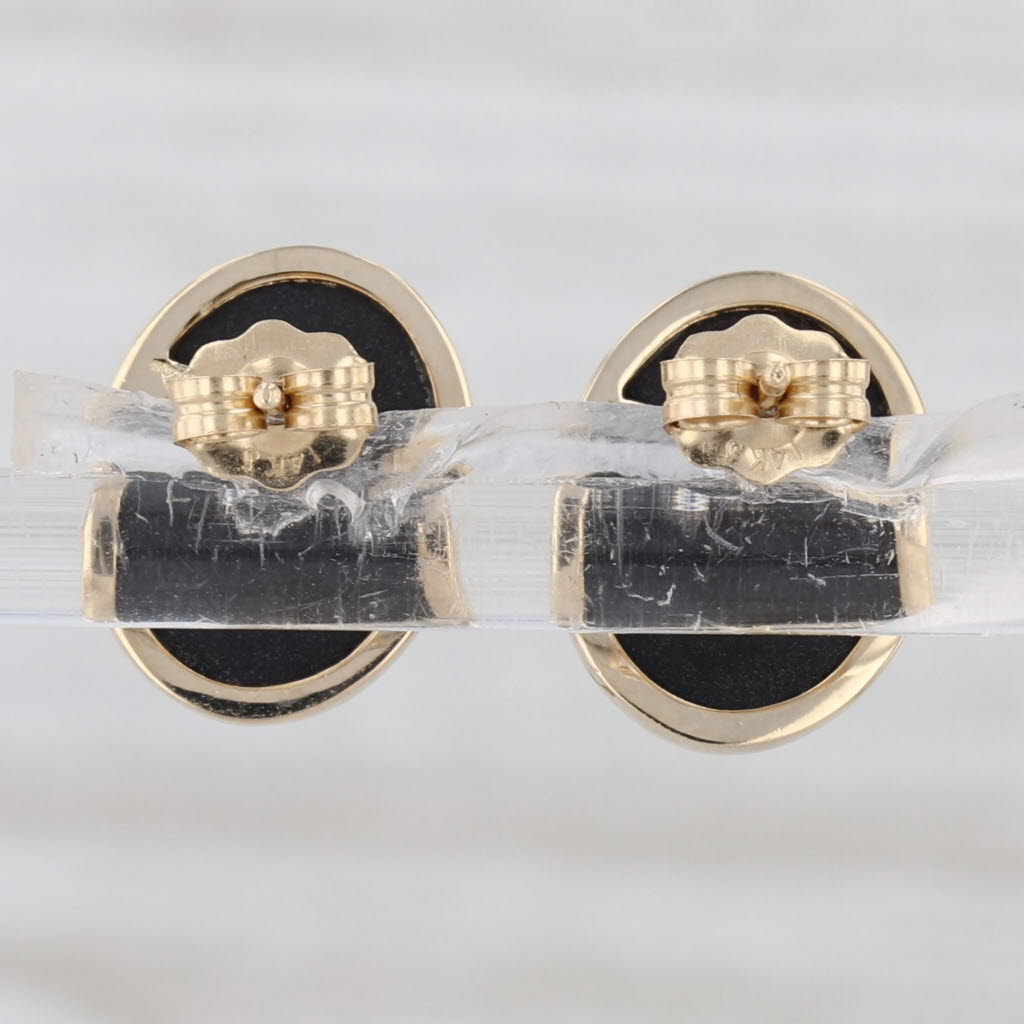 Oval Onyx Stud Earrings 14k Yellow Gold Studs
