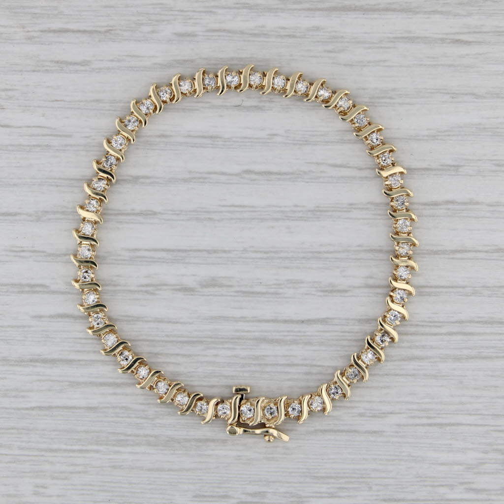 1.35ctw Diamond Tennis Bracelet 14k Yellow Gold 6.5" 4.9mm