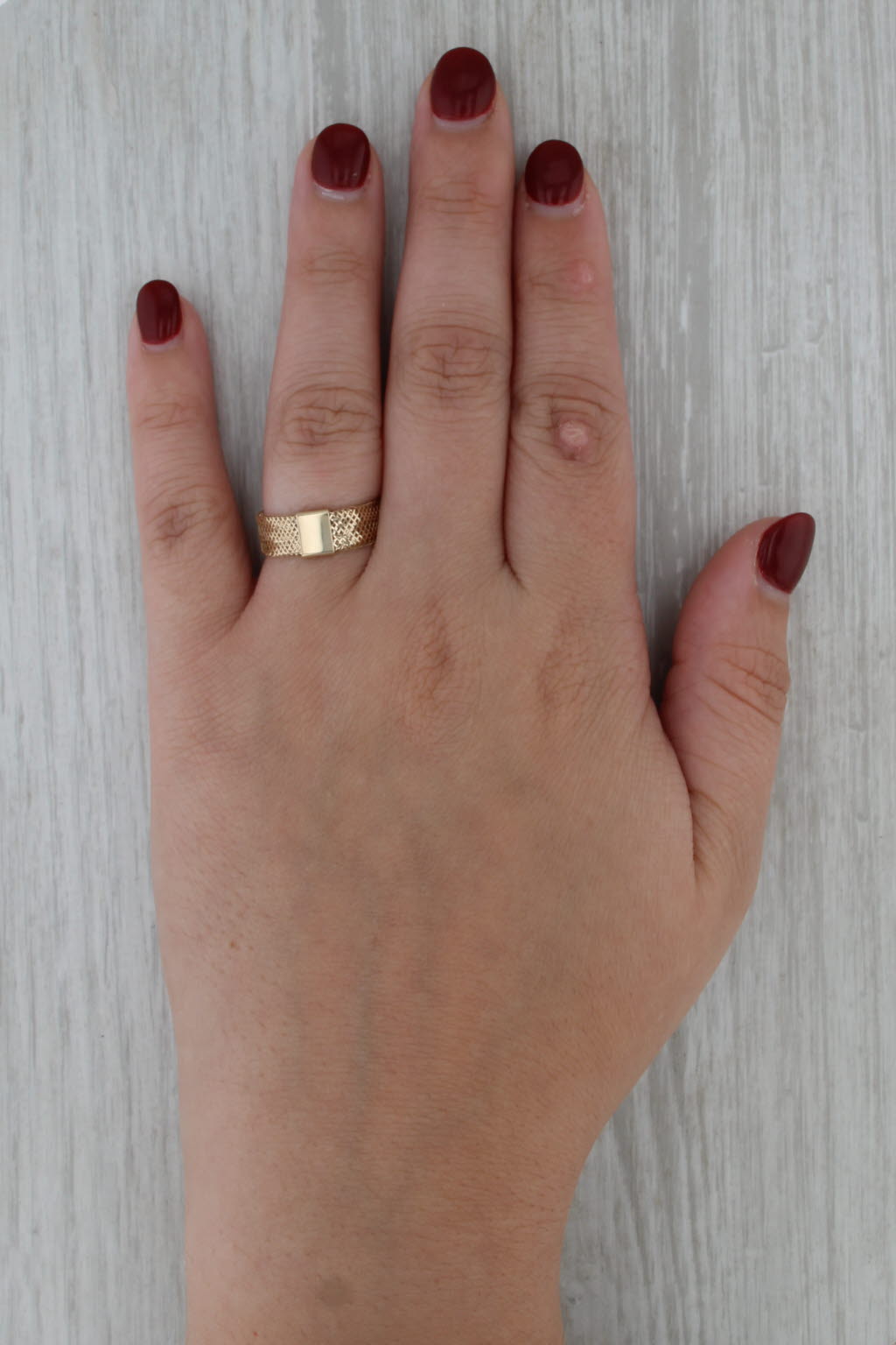 Flexible Mesh Ring 14k Yellow Gold Size 7-9 Adjustable Band Light Weight