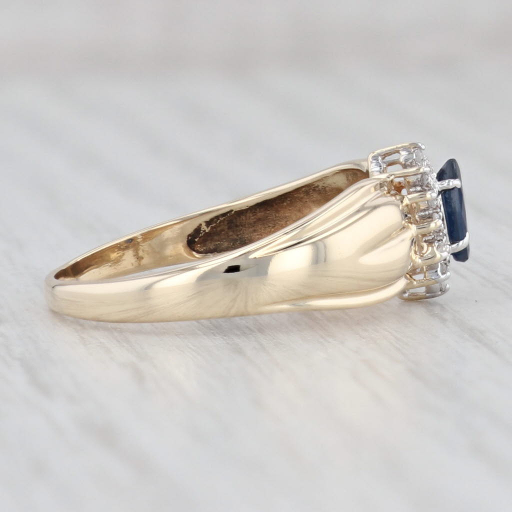 Light Gray 0.38ctw Marquise Blue Sapphire Diamond Halo Ring 10k Yellow Gold Size 8.5