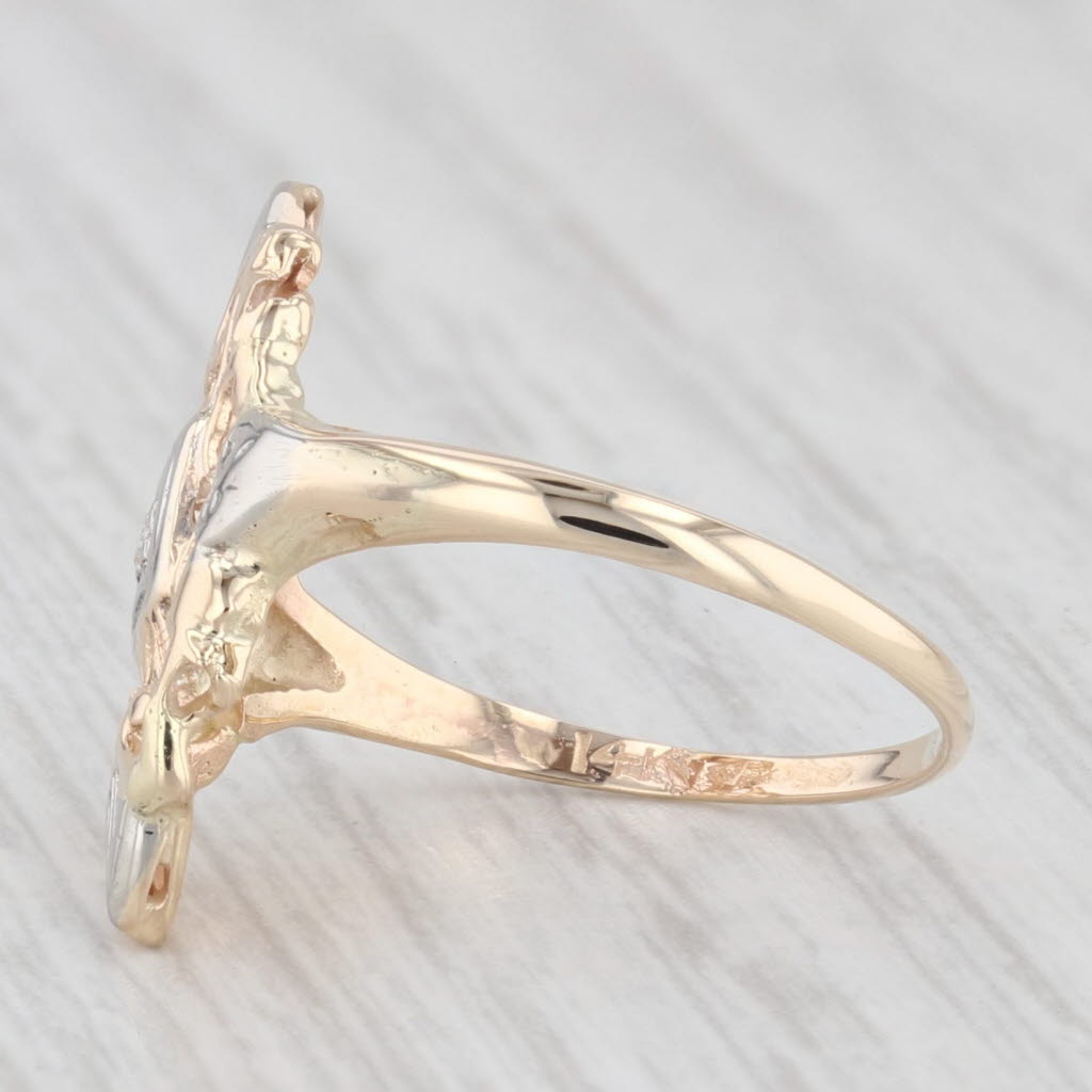 Light Gray Vintage Diamond Accented Ring 14k Yellow White Gold Size 4
