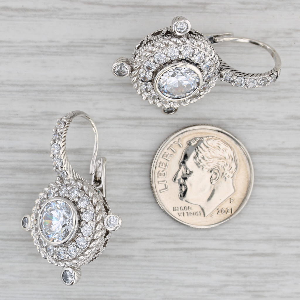 Gray 7ctw Cubic Zirconia Drop Earrings Sterling Silver Judith Ripka