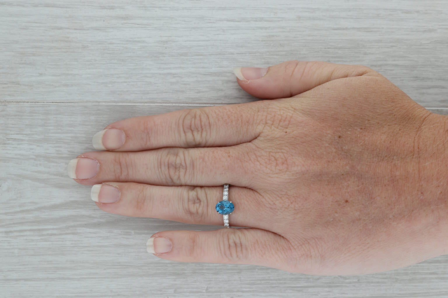 Dark Gray 1.73ctw Oval London Blue Sapphire Diamond Ring 14k White Gold Sz 7.5 Engagement