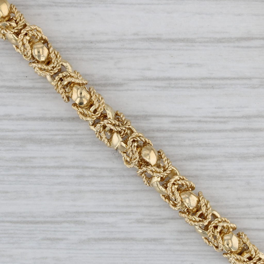 Gray Byzantine Bracelet 18k Yellow Gold 7.5" 5.1mm Safety Chain