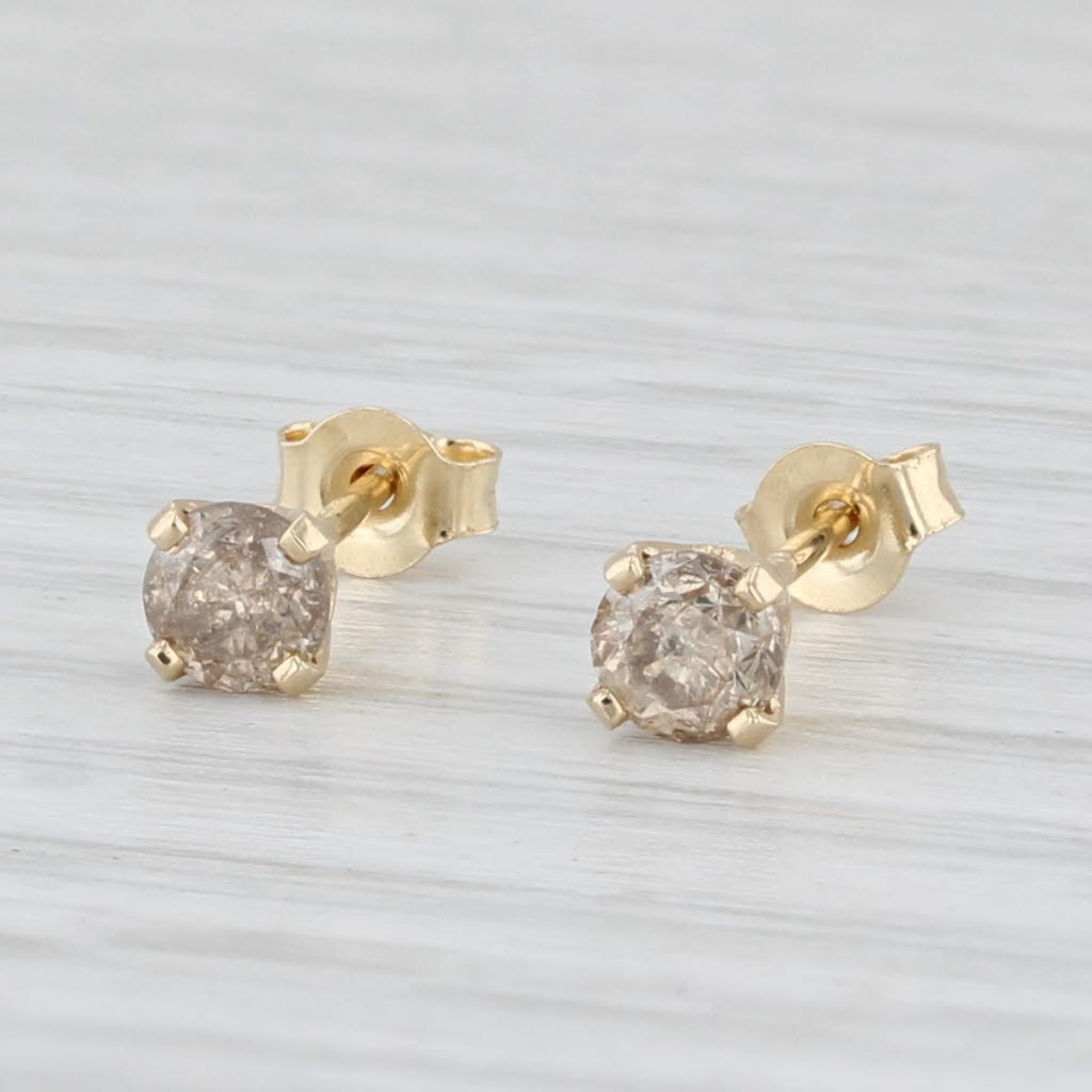 Light Gray 0.33ctw Round Diamond Solitaire Stud Earrings 14k Yellow Gold