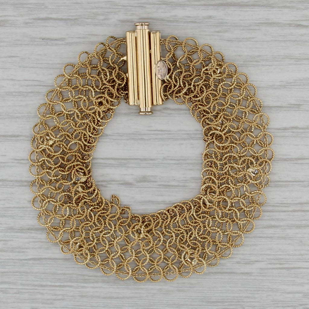 Moda Italia 0.30ctw Diamond Mesh Chain Bracelet 18k Yellow Gold 7.25"