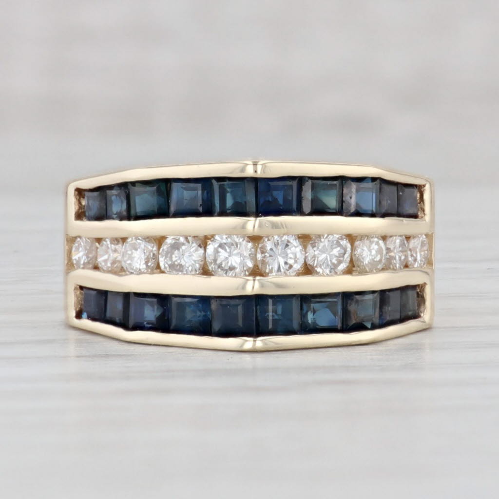 Light Gray 2.54ctw Blue Sapphire Diamond Ring 14k Yellow Gold Size 7.25