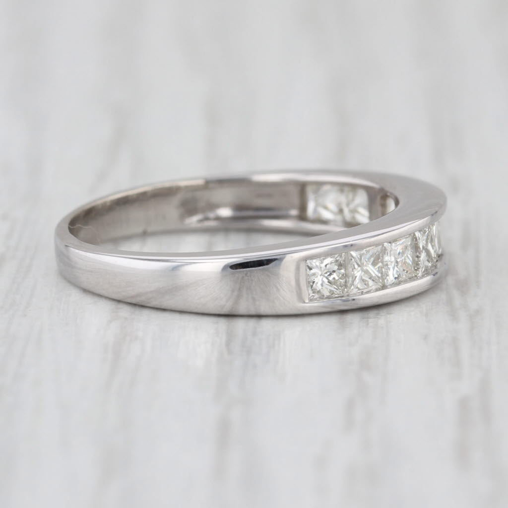 1ctw Princess Channel Set Wedding Band 14k White Gold Anniversary Ring Size 7.25