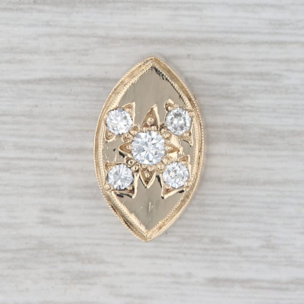 Light Gray 0.40ctw Diamond Marquise Slide Bracelet Charm 14k Yellow Gold Vintage