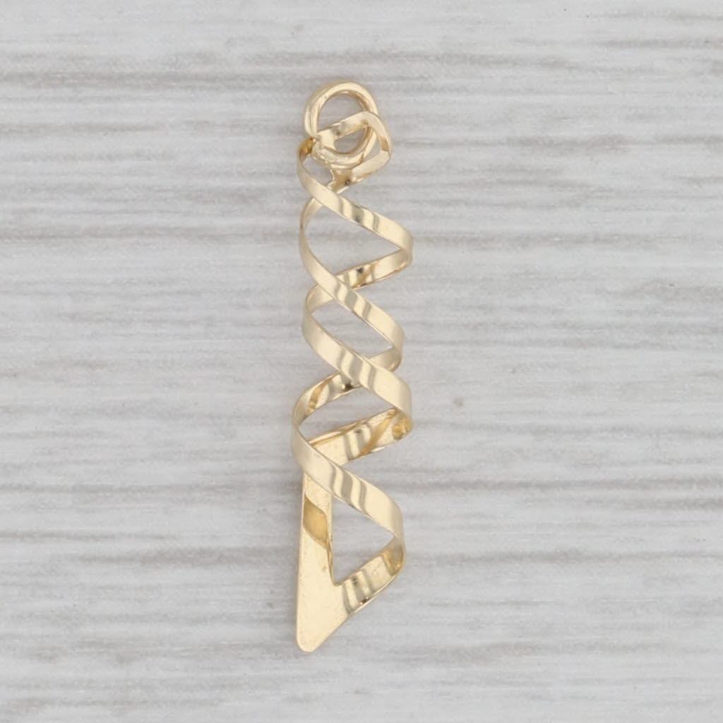 Gray Small Twist Coil Spiral Pendant Charm 14k Yellow Gold