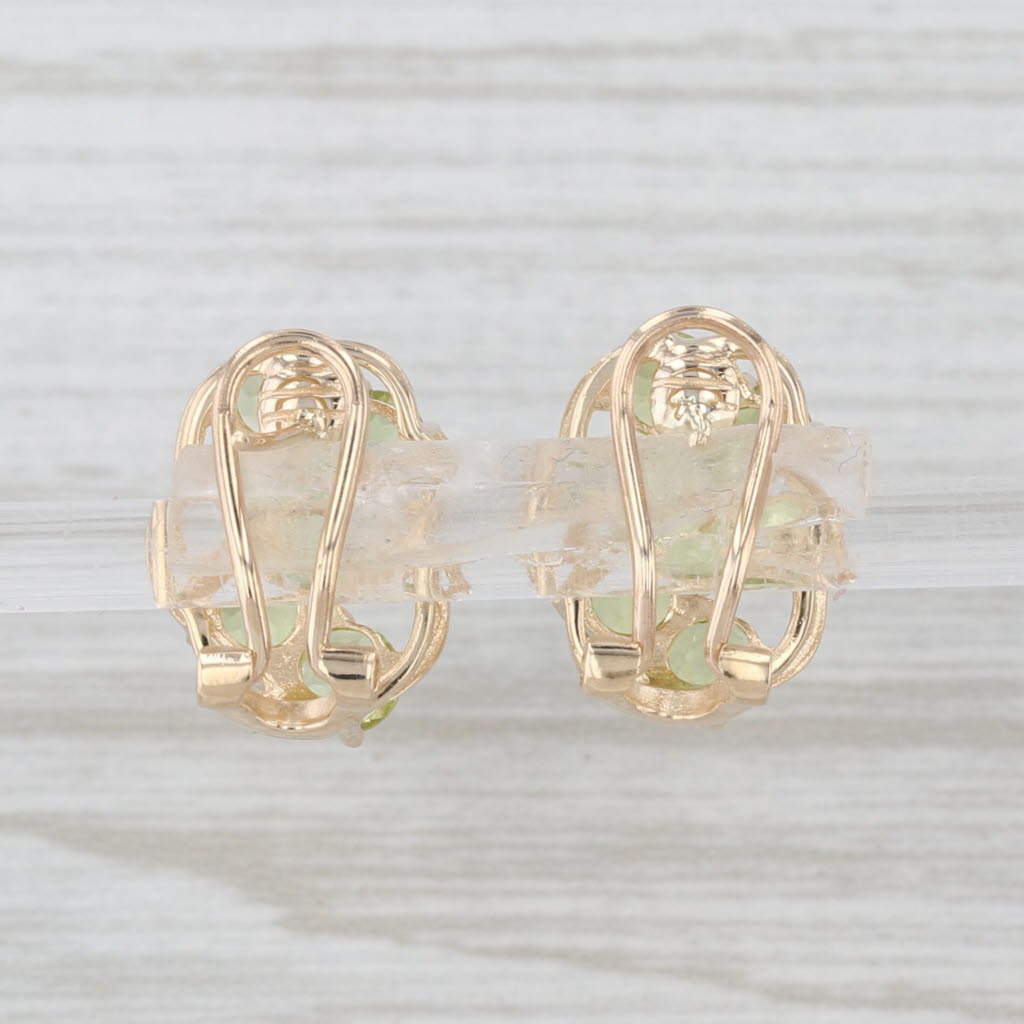 3ctw Peridot Journey Earrings 14k Yellow Gold Omega Back Pierced Drops