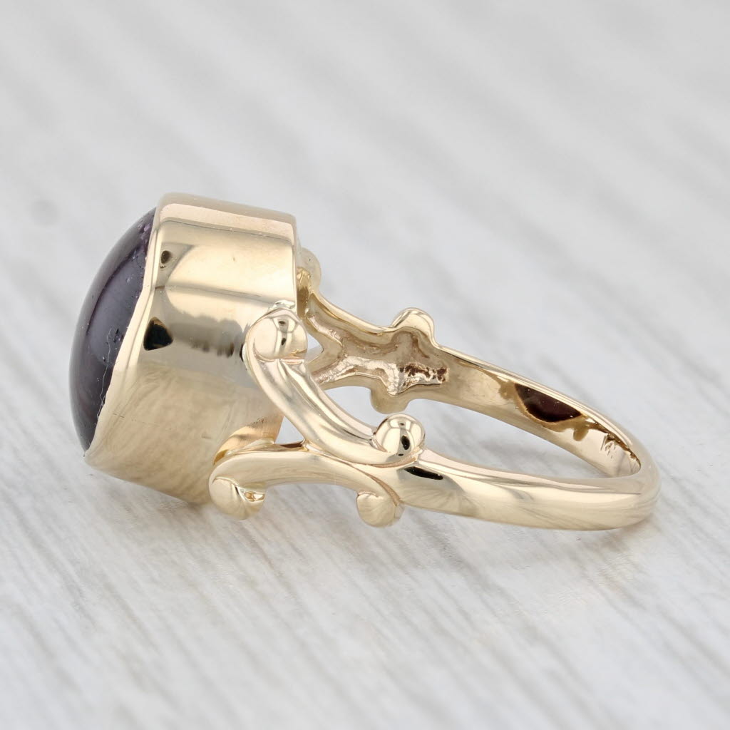 Light Gray Purple Star Sapphire Ring 14k Yellow Gold Size 5 Oval Cabochon