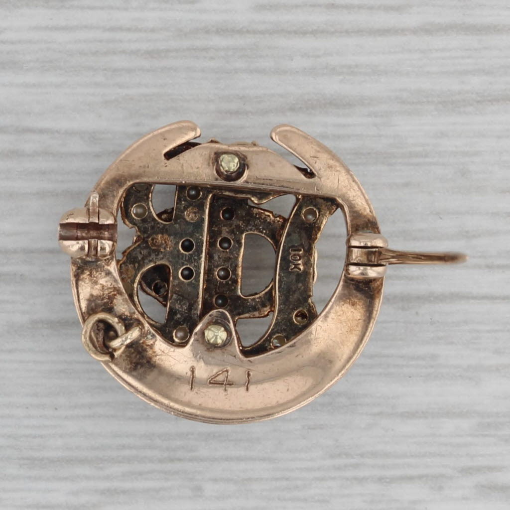 Gray Gamma Phi Beta Sorority Pin 10k Gold Pearls Vintage Crescent Badge