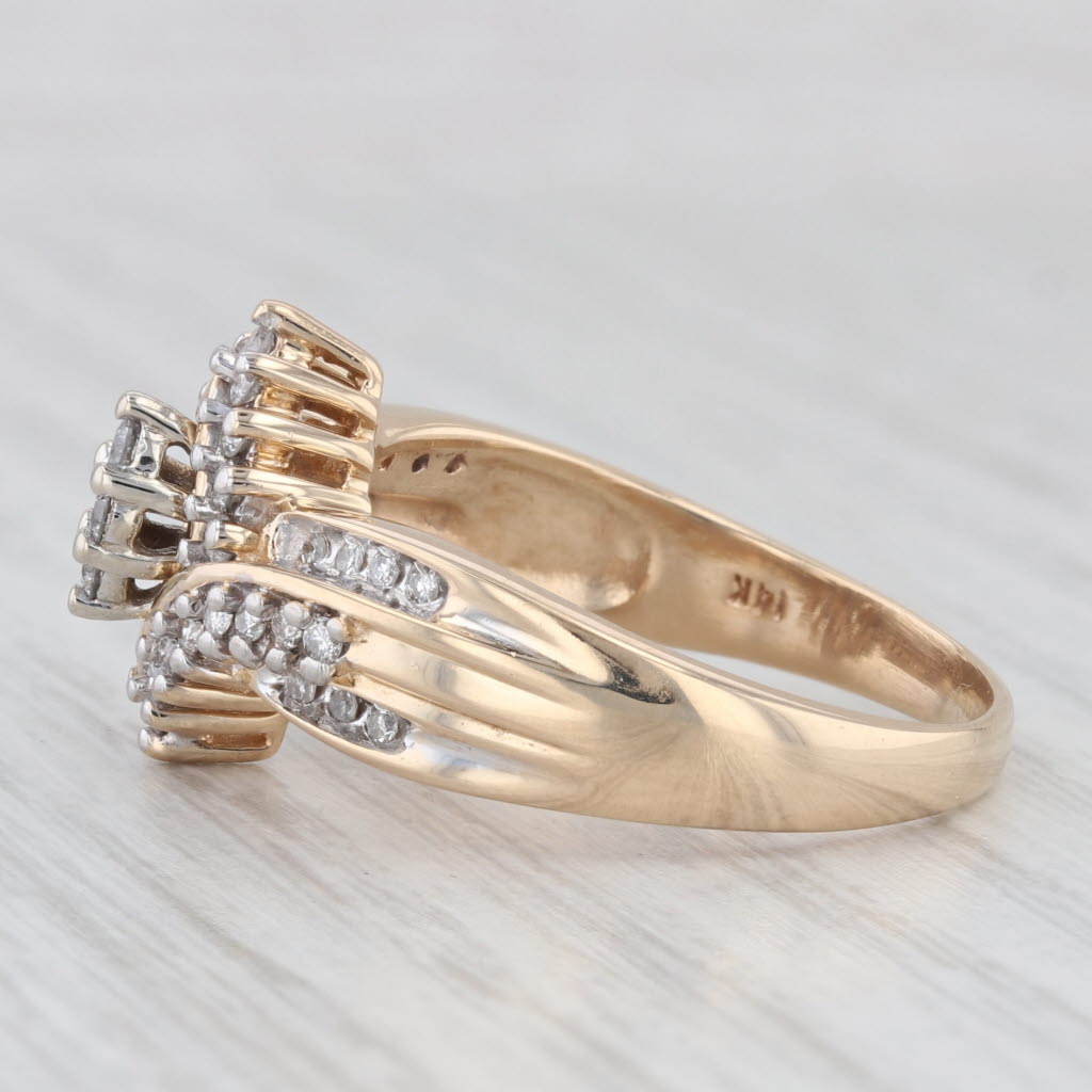 Light Gray 0.44ctw Diamond Cluster Engagement Ring 14k Yellow Gold Size 9.75 Bypass