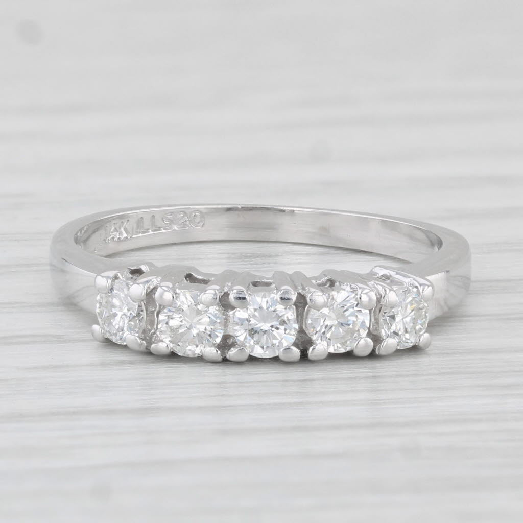 Light Gray 0.49ctw Diamond Ring 14k White Gold Size 6.25 Wedding Band Stackable
