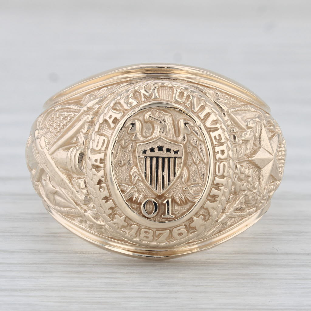 Gray Texas A & M University Class Ring 10k Yellow Gold Size 10.5 Men's Signet